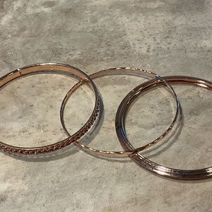 3 copper bangle bracelets various designs